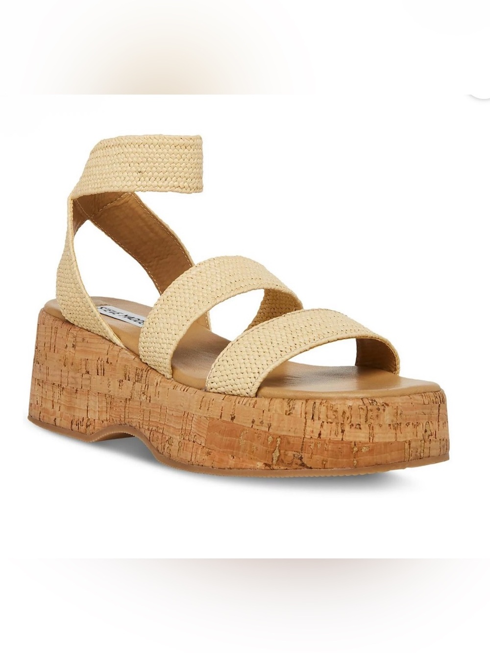 Steve Madden Sashes Natural Raffia Woven Cork Platform | Sz. 9 ( NWB)